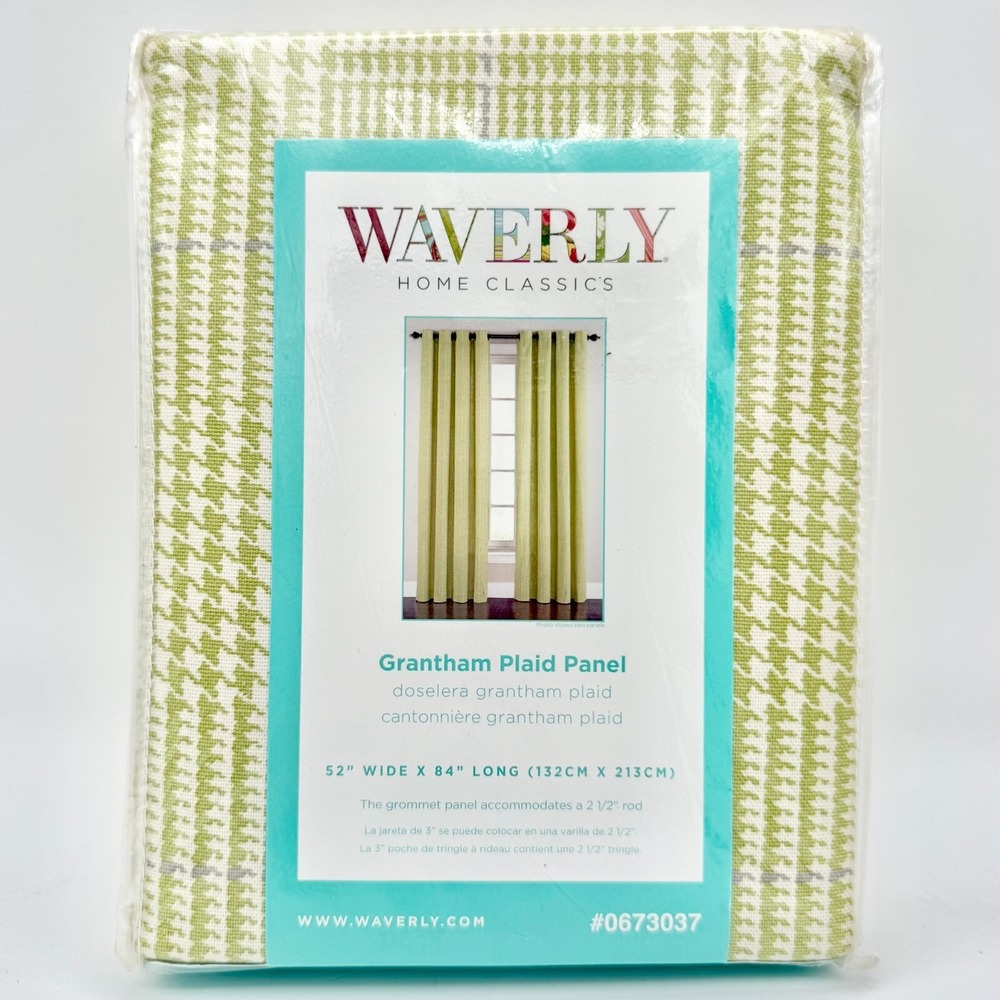 Waverly‎ Grantham Plaid Celery Green Grommet Panel 52"x84" Window Curtain NEW